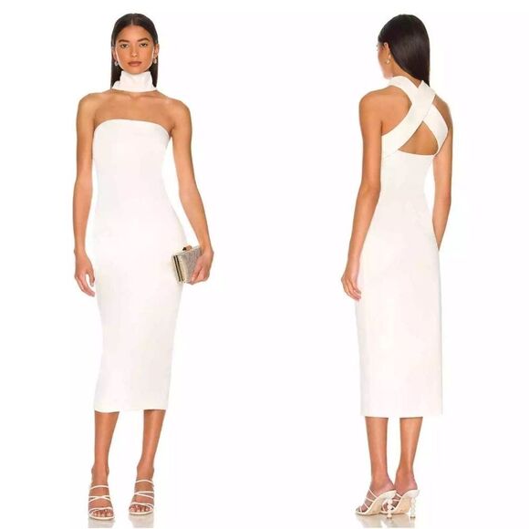 Not Yours To Keep Jordan White Midi Dress body con halter Revolve $288 Sz XS - Picture 3 of 9